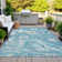 Machine Washable Indoor/Outdoor Xhevrie Teal Rug