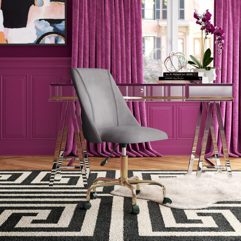 Velvet Office Chair, Grey