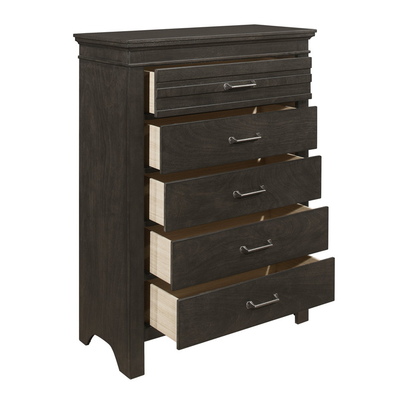 Commode 5 tiroirs Brendis, Gris anthracite