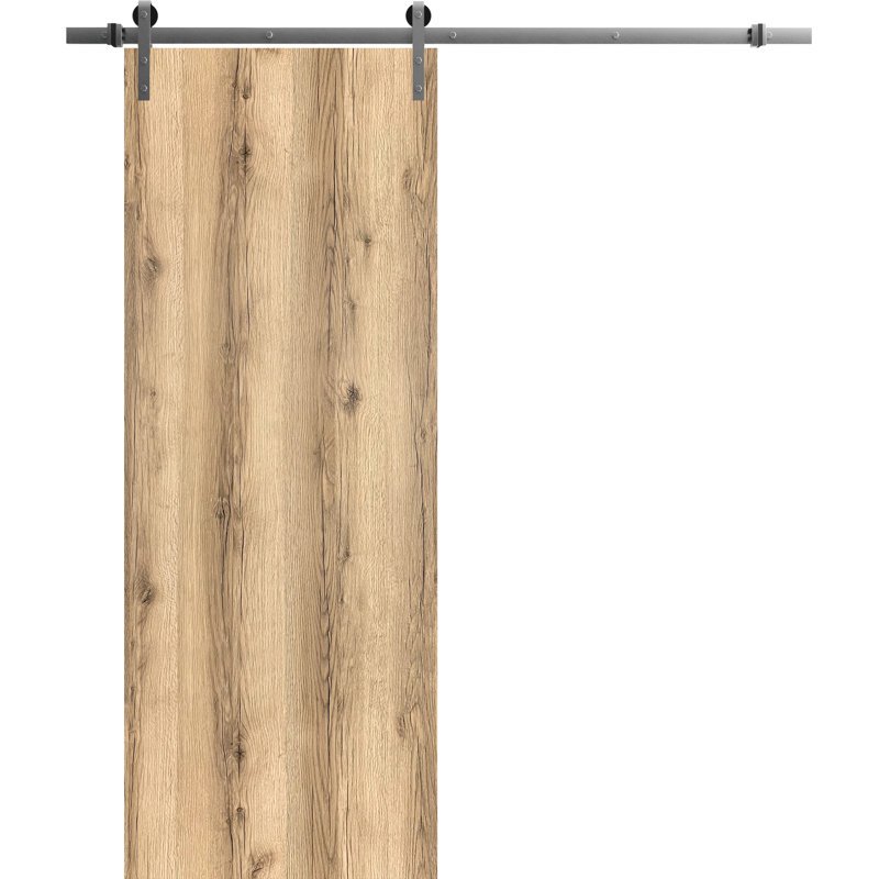 Porte de grange en bois lambrissé sans trousse de quincaillerie d’installation, Chêne, 36 po x 80 po