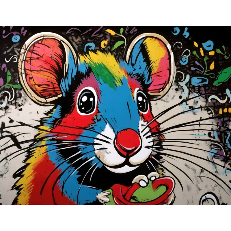 «Mouse Graffitianimals» sur toile, H 20 po x l 24 po