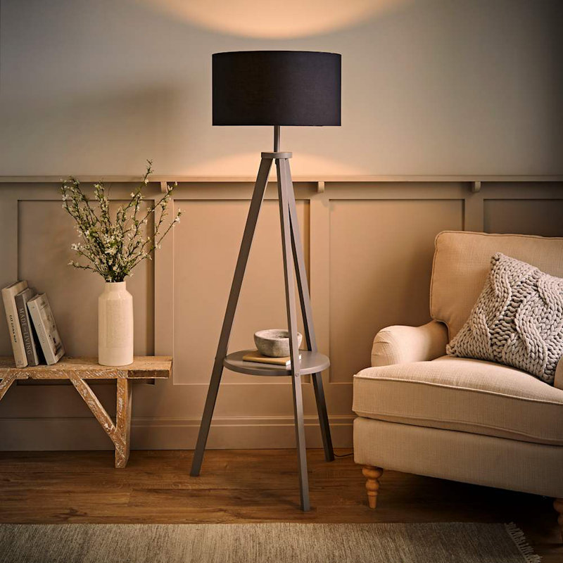 132cm Tripod Floor Lamp, Black