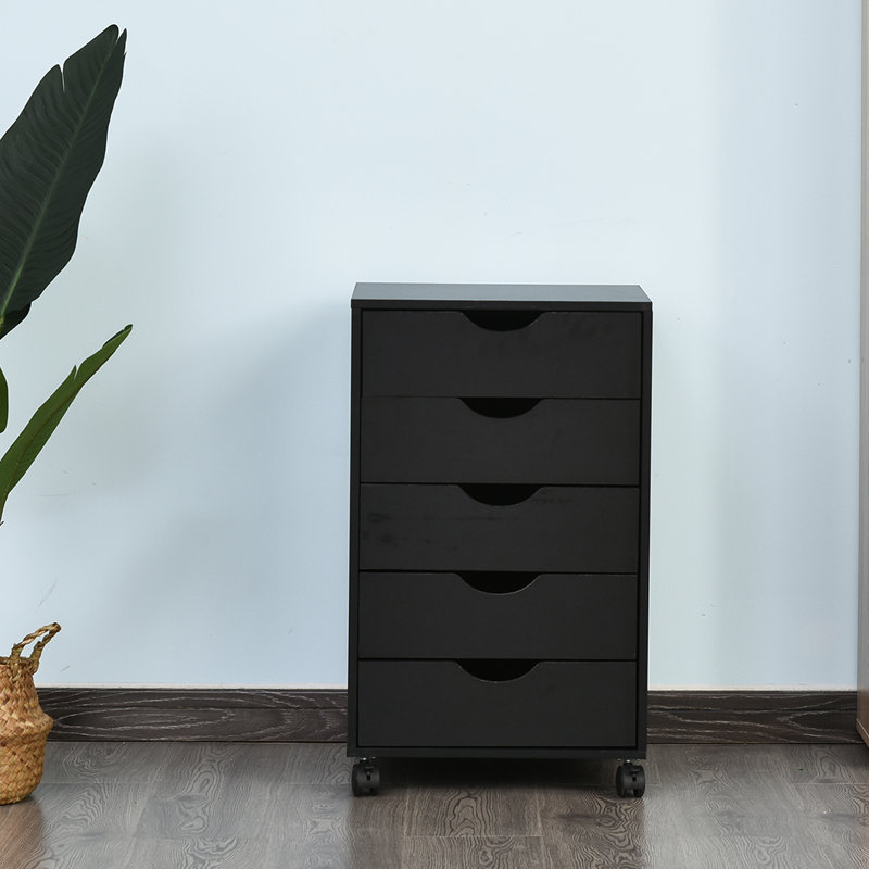 Laga 15.75'' Wide 5 - Drawer Filing Storage Cabinet, Black