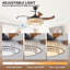 Ventilateur de plafond rétractable avec lumière, ventilateur de lustre à DEL moderne avec télécommande, pales réglables à 6 vitesses, moteur à courant continu silencieux, éclairage à intensité variable pour le salon, la chambre à coucher, la s
