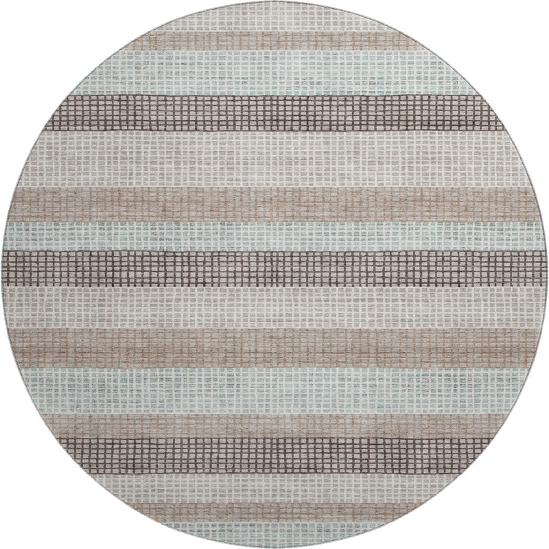 Premium Machine Washable Ansley Stripes Rug, Round 8'