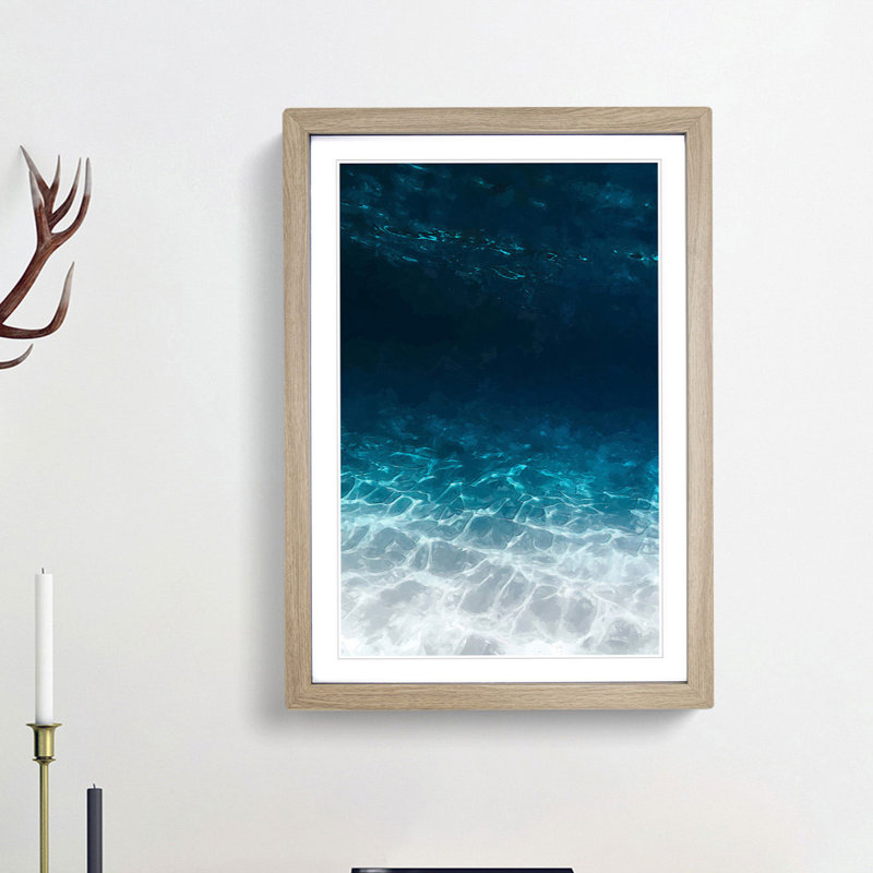 Under the Ocean in Abstract - Picture Frame Graphic Art Print, Oak Framed, 65cm H x 48cm W x 2cm D