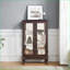 Vitrine avec 2 portes en verre trempé et miroir (ampoule incluse) à miroir Tablettes réglables, cerisier | Traditionnel | Salon