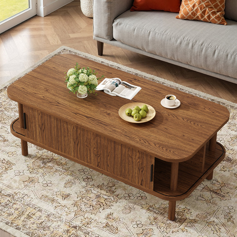 Table basse cannelée 43,4 ", Brown Wood / Does Not Apply