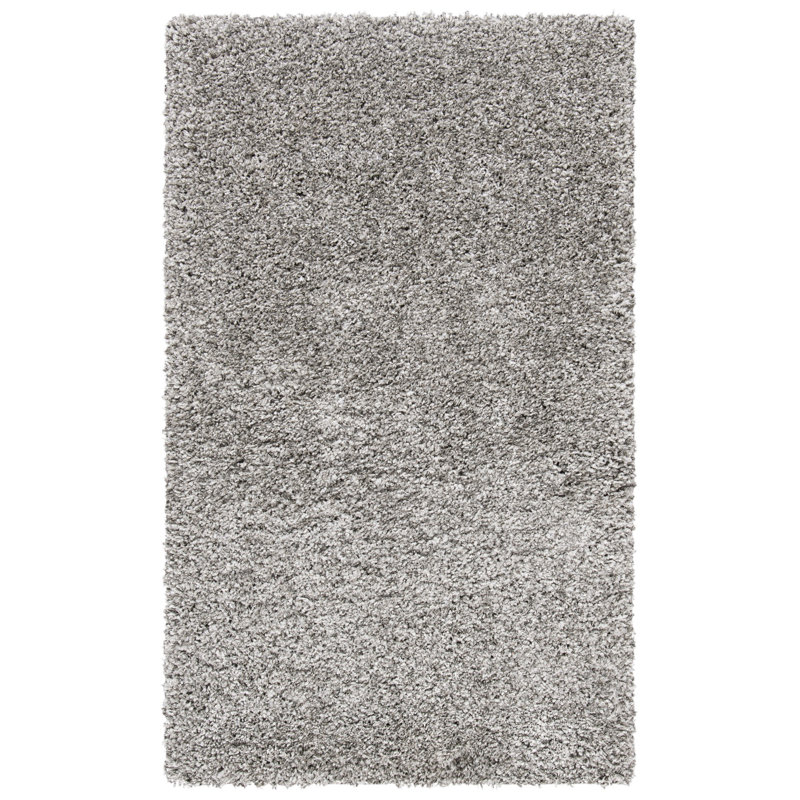 Tapis argenté à poils longs Assiya, Rectangle 3 pi x 5 pi