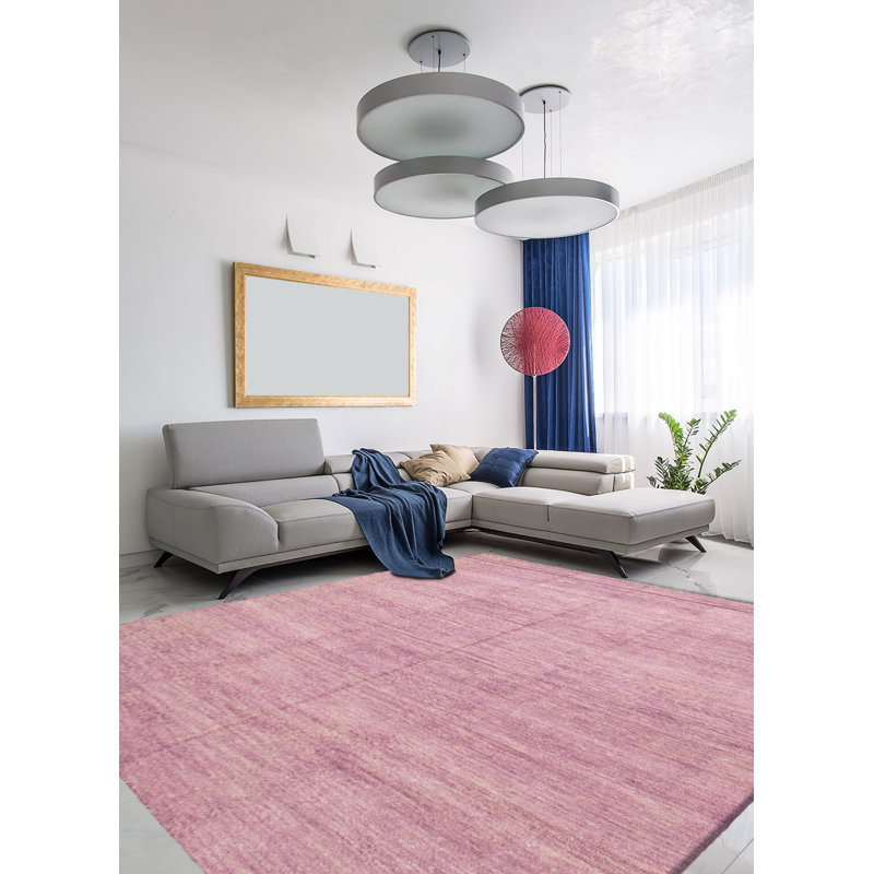 Tapis violet en soie noué à la main 9 pi 9 po x 14 pi 9 po Loreto