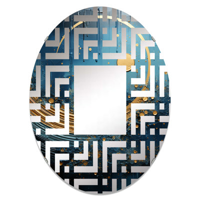 Miroir décoratif de labyrinthe de lune bleu et doré - MIR116212-Ovale