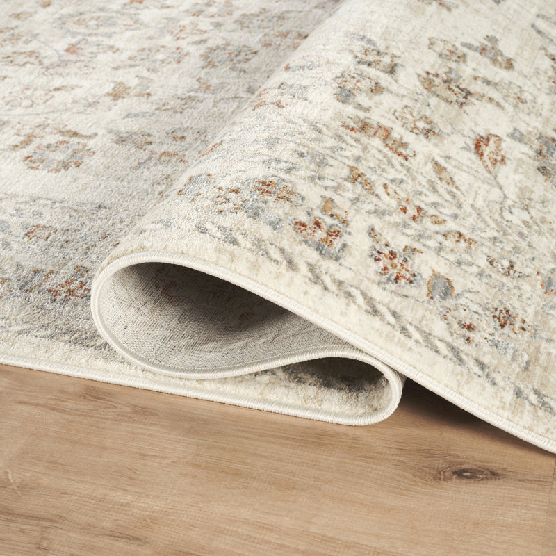 Abani Rugs Giavonnie ALA130A Traditional Ivory Beige Vintage Floral Medallion Area Rug, Rectangle 4' x 6'5"
