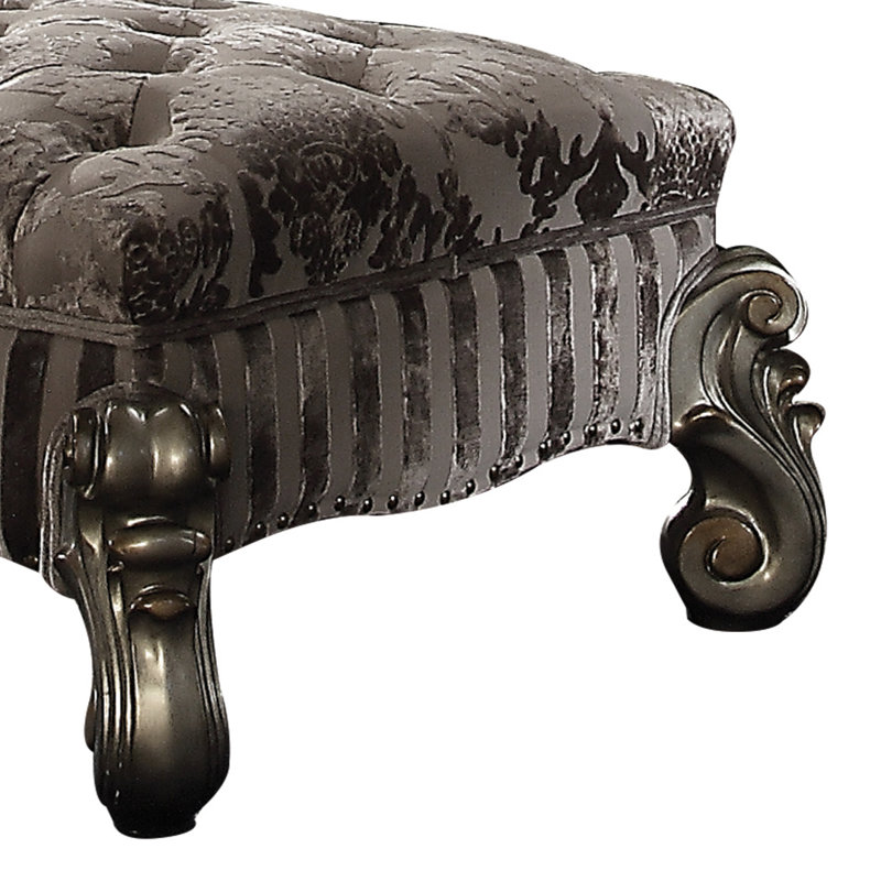 Aubreana Fabric Upholstered Bedroom Bench, Gray, Antique Platinum