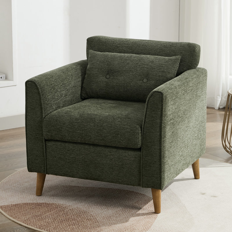 Carlaya Upholstered Accent Chair With Pillow, Green