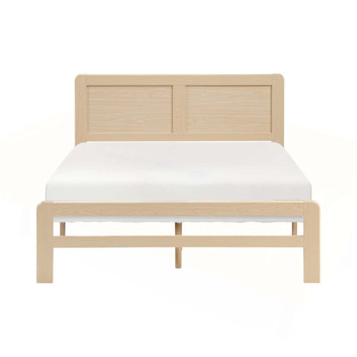 Cadre de lit plateforme contemporain de grande taille à finition naturelle, design durable et minimaliste pour les chambres à coucher modernes