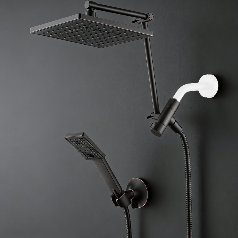 8 Inch Rainfall Shower Head With Handheld Spray, High Pressure Rain Shower Head Combo, Oil Rubbed Bronze