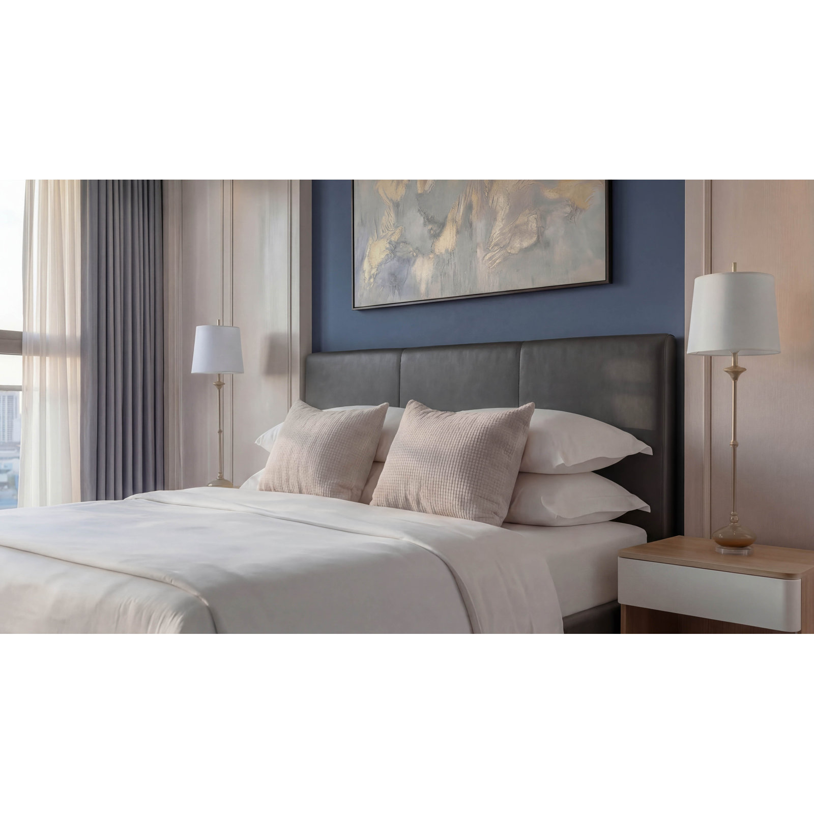 Upholstered Bed, Gray