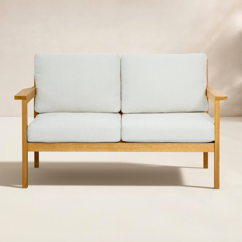 Lanie 53" Eucalyptus Outdoor Loveseat, White