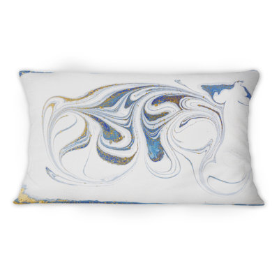 Coussin blanc blanc et or Marble Rivers - imprimé moderne 1