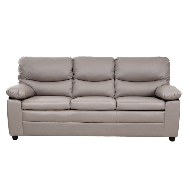 Ladeidre 3 Seater Faux Leather Sofa, Taupe, 3