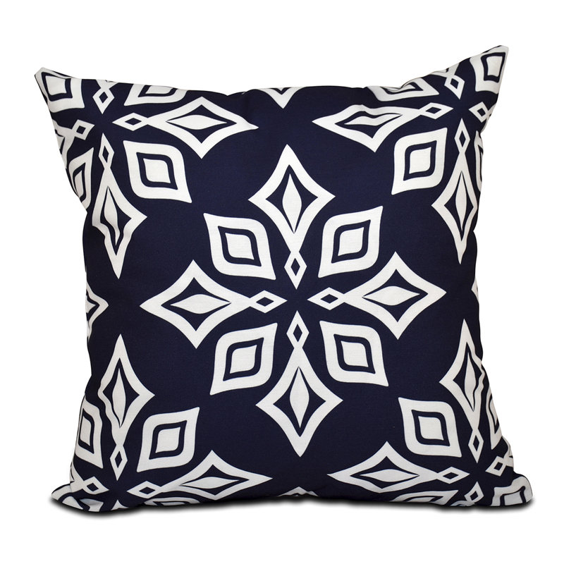Beach Vacation Geometric Reversible Throw Pillow, 18" H x 18" W, Blue