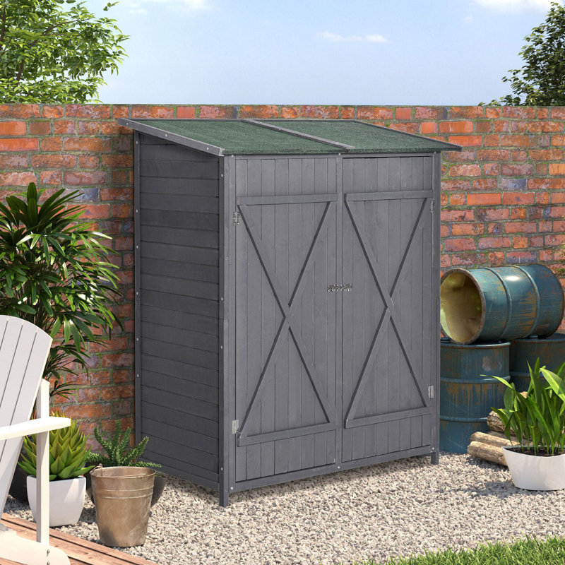 Haslet Solid Wood Garden Shed, Grey