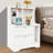 27.5" Tall Modern White Nightstand with Lockable Drawer, 2-Drawer Bedside Table with Open Display Shelves & Guardrail