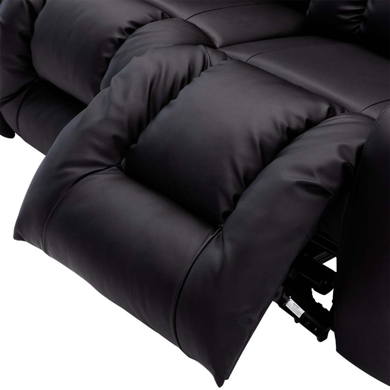 Deneishia 3 Seater Reclining Sofa, Black