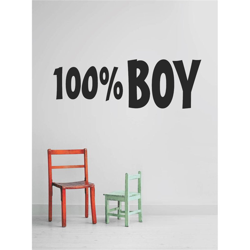 Décalcomanie murale 100% garçon, H 10 po x l 40 po x P 0,16 po, Noir