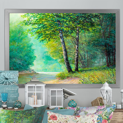 River Through The Birch Tree Forest IV - Traditional Print