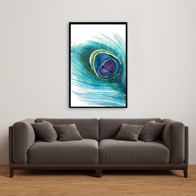 Peacock Feather Closeup Print On Canvas