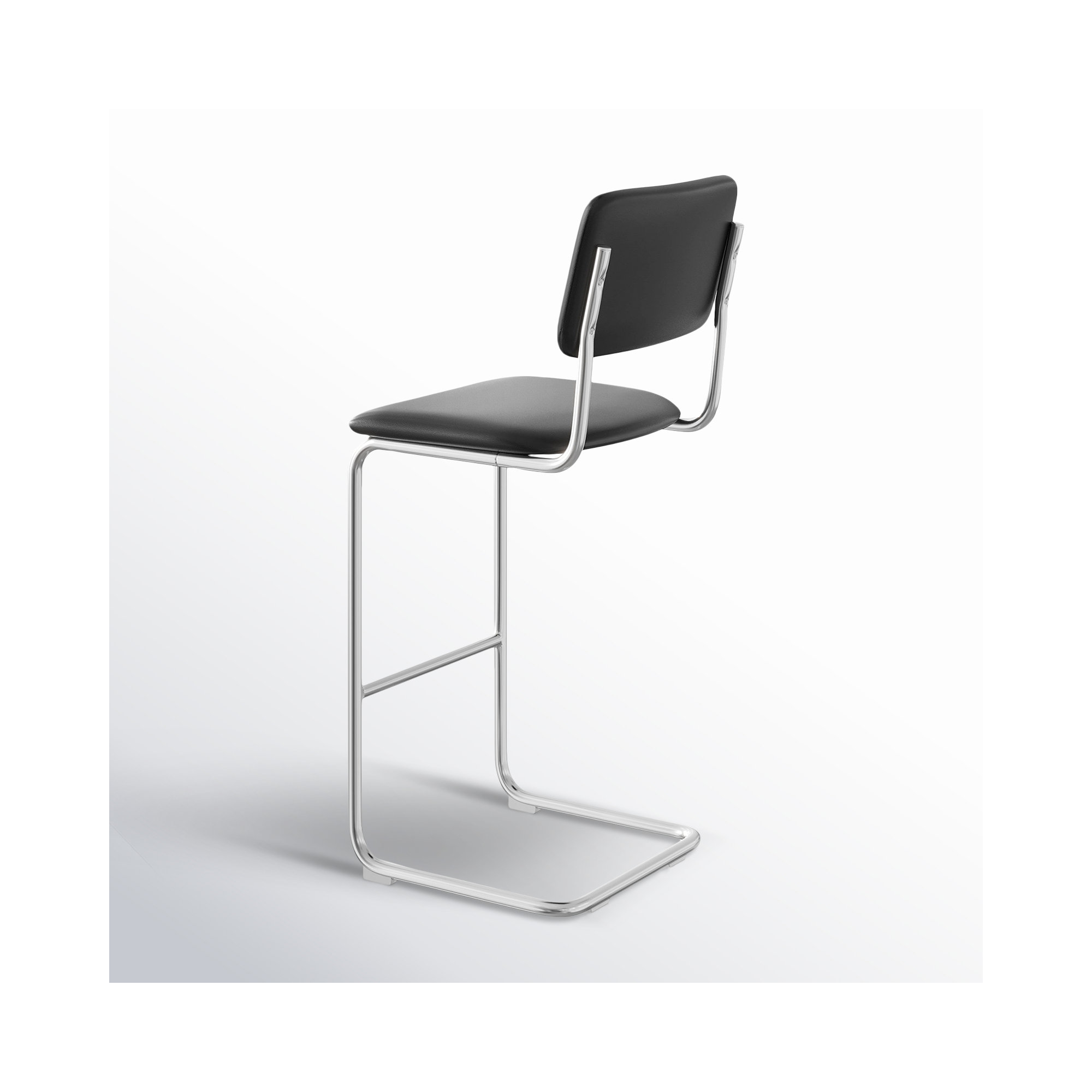Walsh Vegan Leather Bar & Counter Stool, Bar Stool (30" Seat Height), Midnight Black Vegan Leather