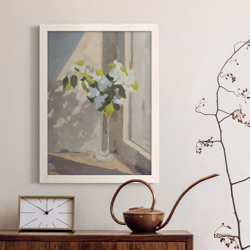 Window Bouquet I - Peinture sur toile encadrée, Blanc, H 20 po x l 17 po x P 1 po