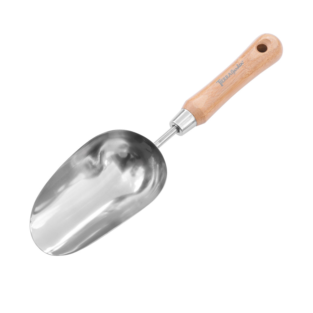 Tierra Garden Green Tidy Tray with Stainless Steel Transplanter and Scoop with Bamboo handles Tierra Garden