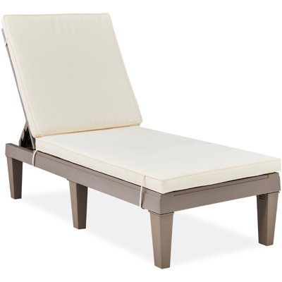 Myzafer Outdoor Lounge Chair, Resin Patio Chaise Lounger w/ Seat Cushion, 5 Positions by Ebern Designs