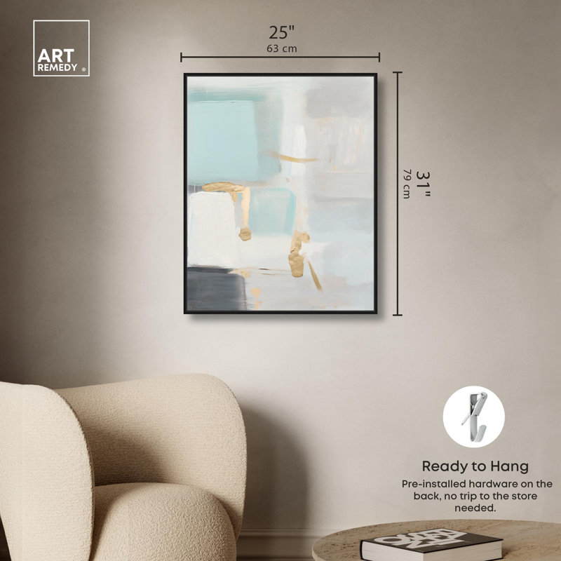 «Pale Radiance I Canvas Moody Abstracts» par Art Remedy, H 31 po x l 25 po, Cadre flottant noir