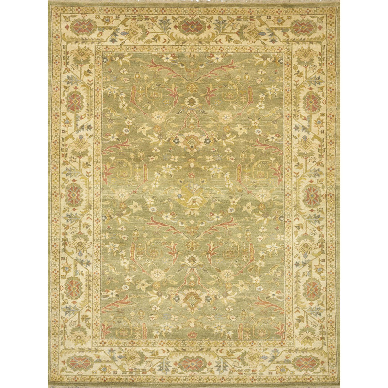 Wool Oriental Area Rug in Beige/Ivory/Red, Rectangle 9' x 12'