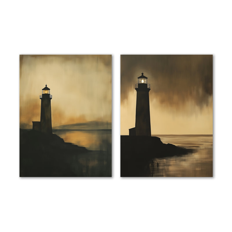Amber Beacon Dusk I - Phares - Impression sur toile en 2 parties, 32" H x 48" W, Wrapped Canvas