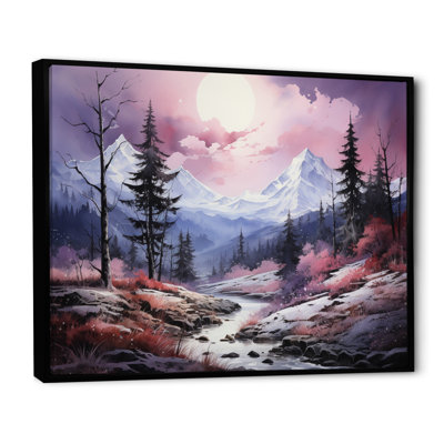 «Purple Pink Mountains Majestic Heights Pointillism II», reproduction d'art sur toile