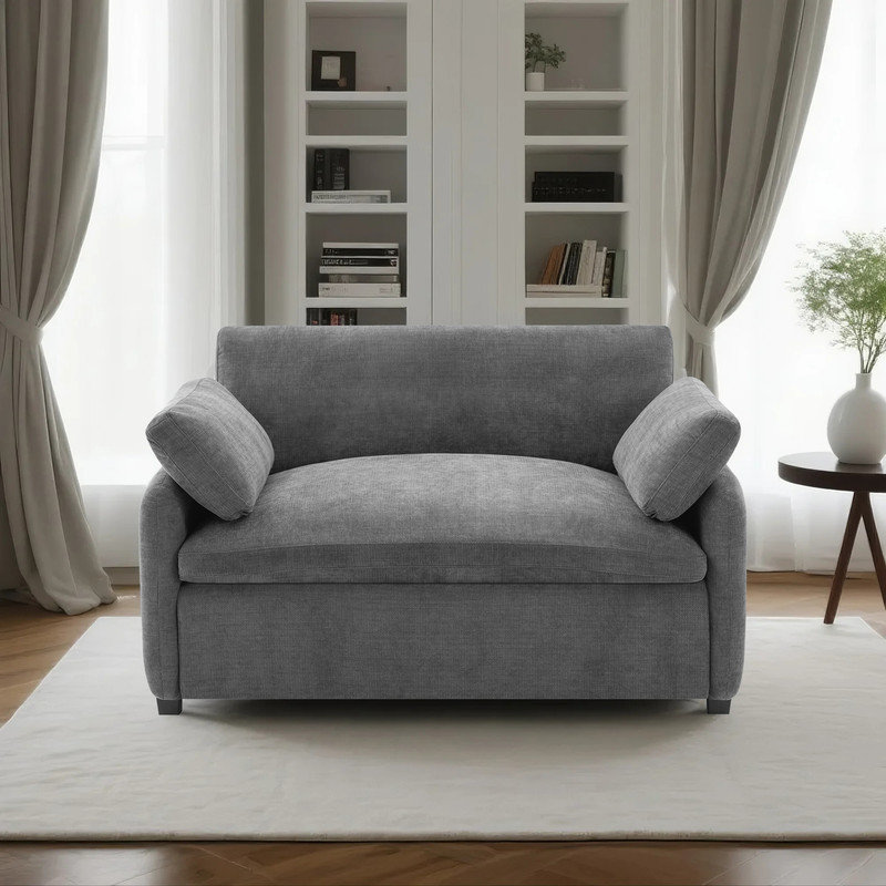 Fauteuil surdimensionné en chenille avec assise profonde, Gris