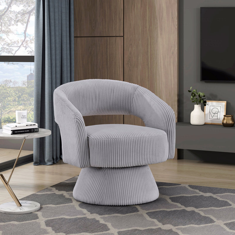 Chaise d'appoint - Luxueux fauteuil en velours côtelé moelleux de style moderne avec siège moelleux en bois massif, Gris
