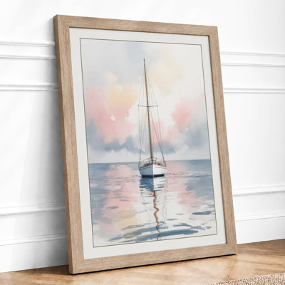 Sailboat at Dawn Coastal - Framed Print
