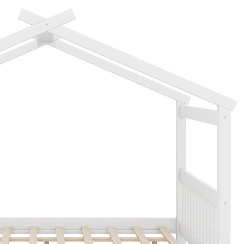Lit en bois avec couchette, blanc