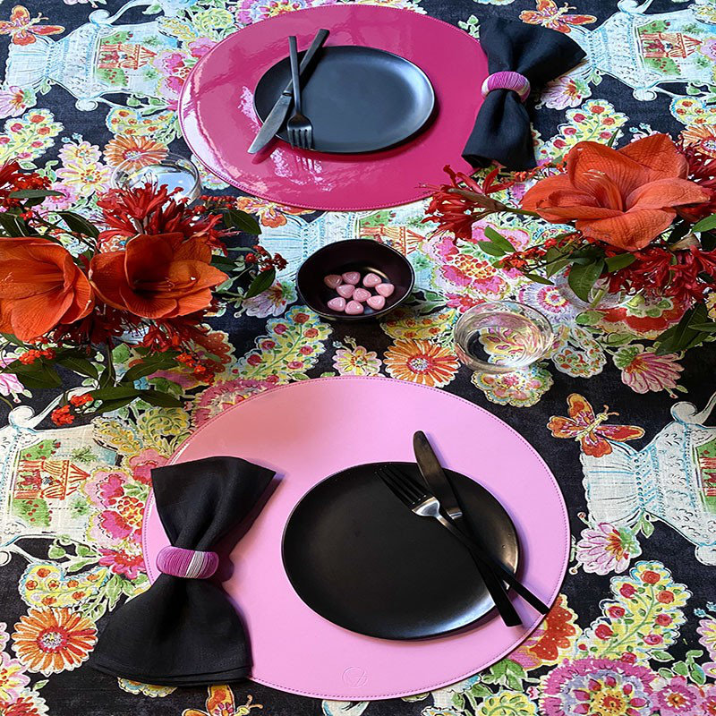 Patent Reversible Placemats - Green & Sage, Pink/Hot Pink