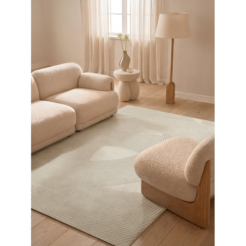 Wool Hand Tufted Area Rug, Cream, Rectangle 120 x 170 cm