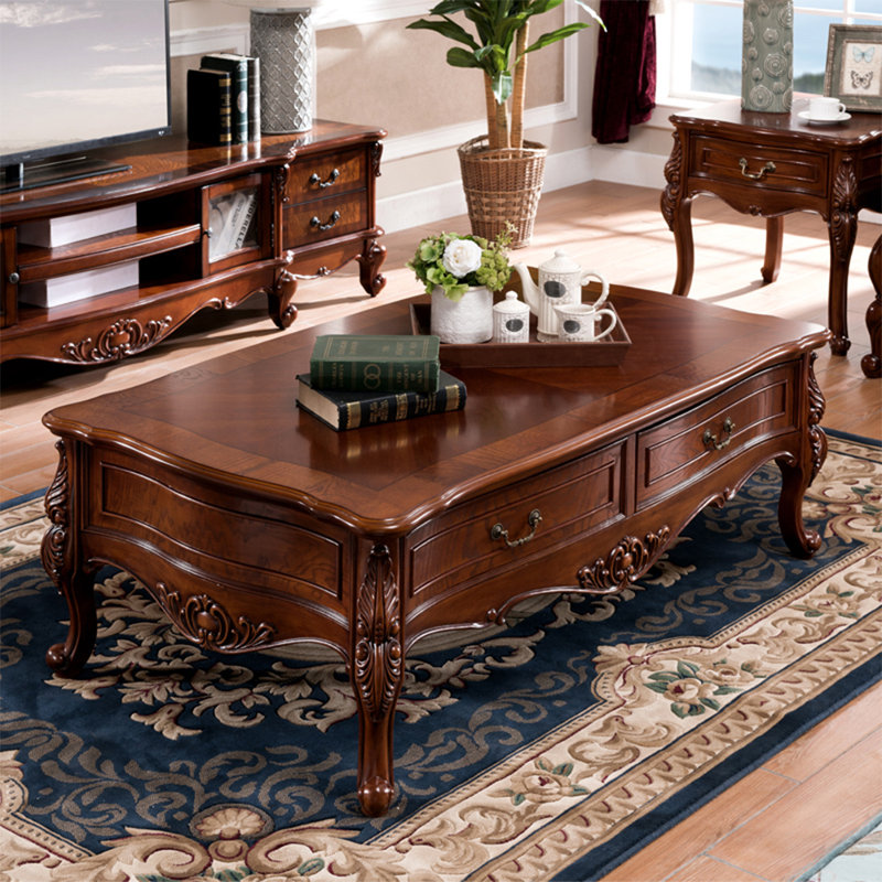 European Solid Wood Carved Coffee Table. Single Coffee Table