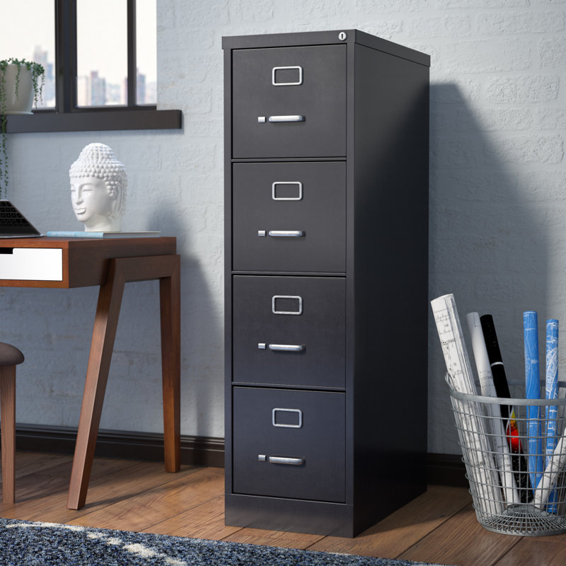Kane 15'' Wide 4 -Drawer Steel File Cabinet, Black