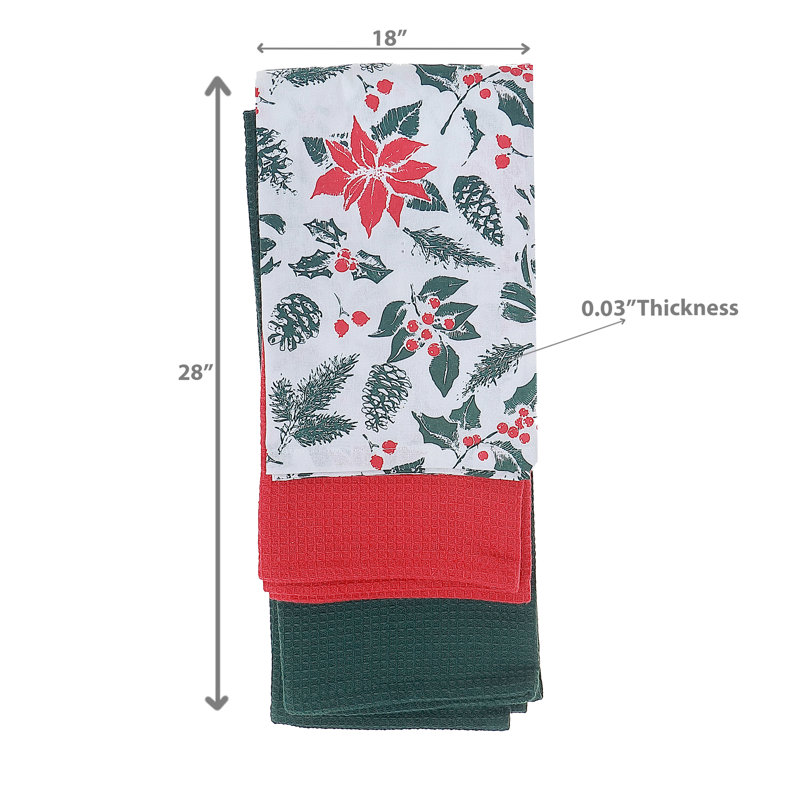 Ensemble de serviettes de cuisine (ensemble de 3 pièces) (gui poinsettia)