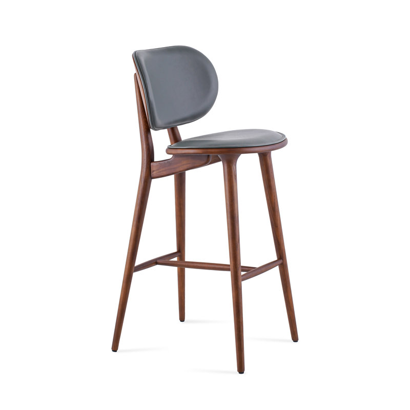 Tabouret de comptoir Aaron, Gris, Noyer