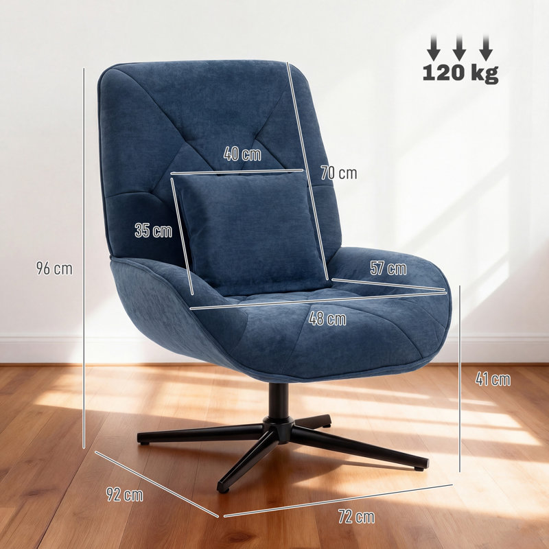 Upholstered Swivel Armchair, Dark Blue